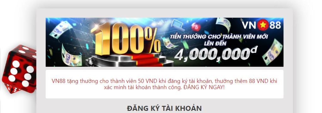 Tang thuong ngay 50K cho thanh vien moi tai Vn88